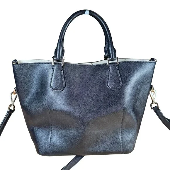 MICHAEL Michael Kors Greenwich Large Saffiano Leather Satchel Black Handbag Tote - Picture 7 of 12